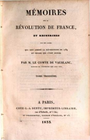 Mémoires sur la Révolution de France. T. 3