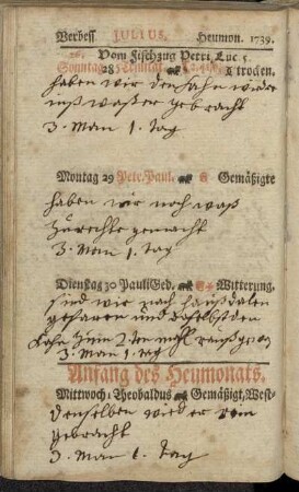 Verbess. Julius. Heumon. 1739.