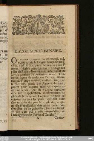 Discours Préliminaire.