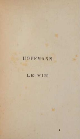 Hoffmann. - Le Vin