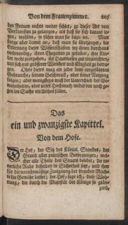Das ein und zwanzigste Kapittel. Von dem Hofe
