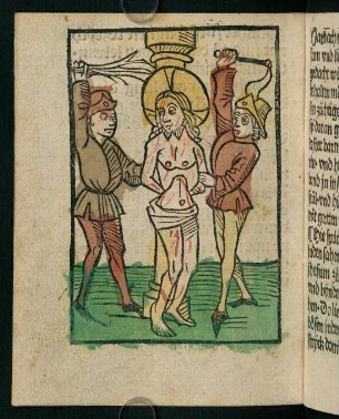 88v, Holzschnitt (Jesu Geißelung)