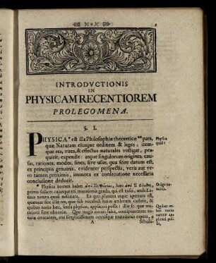 Introductionis In Physicam Recentiorem. Prolegomena.