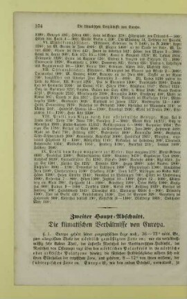 Zweiter Haupt - Abschnitt. Die klimatischen Verhältnisse von Europa