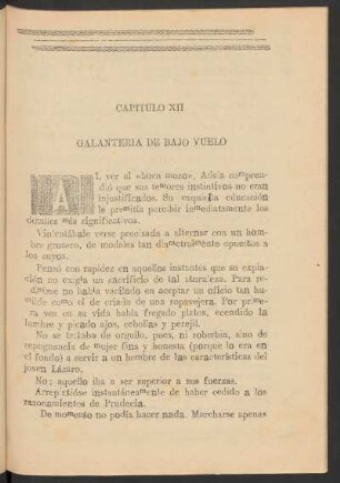 Capítulo XII - Galantería de bajo vuelo