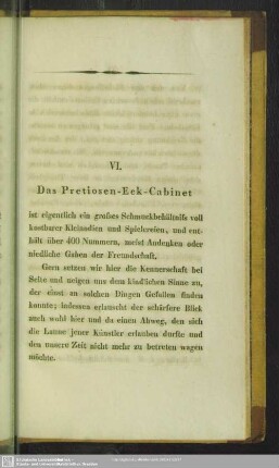 VI. Das Pretiosen-Eck-Cabinet