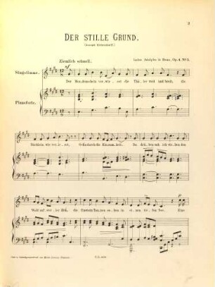5 Lieder : für Mezzo-Sopran mit Clavier-Begl. ; op. 4, 5. Der stille Grund