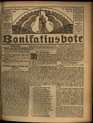 Erste Ausgabe vom Sonntag, den 23. November 1924.