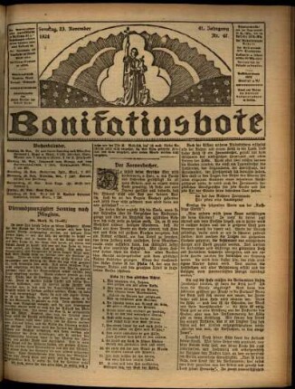 Erste Ausgabe vom Sonntag, den 23. November 1924.