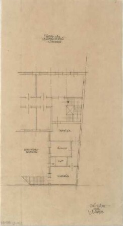 Gsaenger, Gustav; München, Linprunstr. 69 - 70; Verwaltungsgebäude - Tektur zum Garagenbau (Grundriss 1. OG)