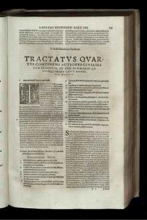Tractatus Quartus Continens Actiones Civilies Cum Prooemio, Et Suis Summariis Ad Unumquodque Caput Appositis, Occipit
