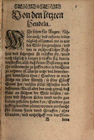 Christliche Nötige und Nützliche Unterrichtungen von den letzten Händeln der Welt