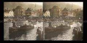 Landung von Passagieren im Bootshafen, Bergen