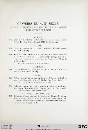 Gravures du XVIIIe siècle (Nr. 846-1302)