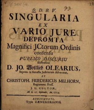 Singularia ex vario iure deprompta