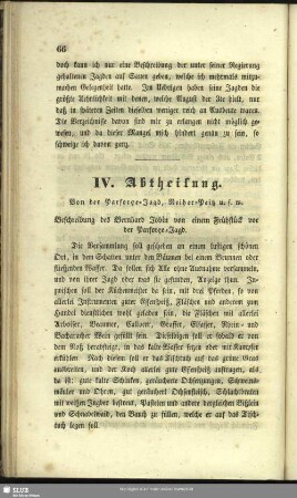 IV. Abtheilung. Von der Parforce-Jagd, Reiher-Peitz u.s.w.
