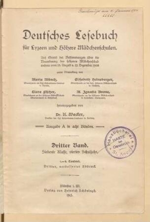 Band 3 = Klasse 7, 4. Schuljahr, [Schülerband]: [Bd. 3 = Kl. 7, 4. Schulj, [Schülerband]]