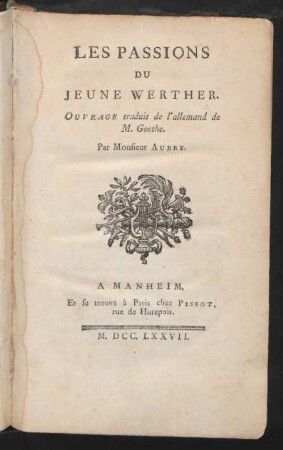 Les Passions Du Jeune Werther