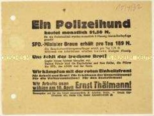 Aufruf der KPD an Arbeitslose zur Wahl von Ernst Thälmann zum Reichspräsidenten 1932