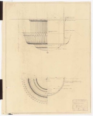 Stadttheater, Bremerhaven: Zuschauerraum: Kronleuchter Schnitt, Grundriss, Ansicht 1:10
