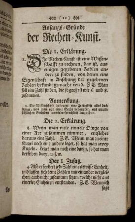 Anfangs-Gründe der Rechen-Kunst.