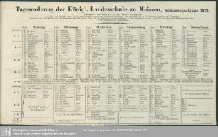Tagesordnung der Königlichen Landesschule zu Meissen, Sommerhalbjahr 1871