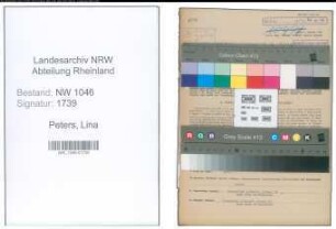 Entnazifizierung Lina Peters , geb. 23.03.1896 (Hebamme)