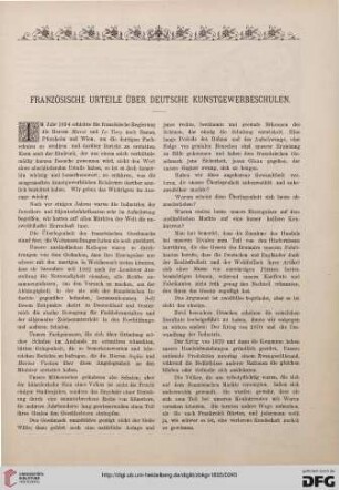 Französische Urteile über deutsche Kunstgewerbeschulen
