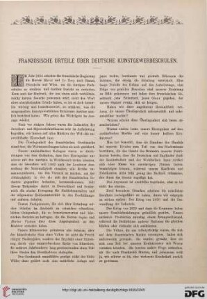 Französische Urteile über deutsche Kunstgewerbeschulen
