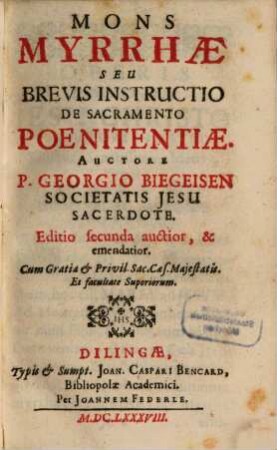Mons Myrrhae seu brevis instructio de sacramento poenitentiae