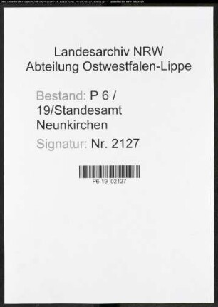 Sterberegister Standesamt Neunkirchen