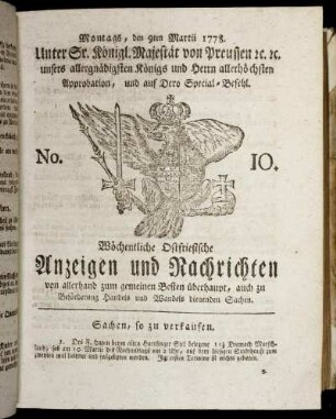 No. 10. Montags, den 9ten Martii 1778.