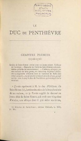 Le Duc de Penthièvre : Mémoires de dom Courdemanche. Documents inéd. sur la fin du XVIIIe siècle