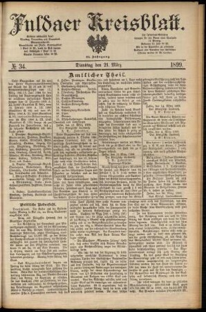 Erste Ausgabe vom Dienstag, den 21. März 1899.