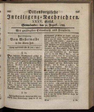 XXXV. Stück. Sonnabends : den 30. August, 1788.