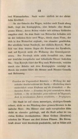 Ursachen der Ungesundheit Batavia's. - ... Batavisches Fieber. - ...