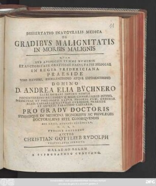 Dissertatio Inavgvralis Medica De Gradibvs Malignitatis In Morbis Malignis