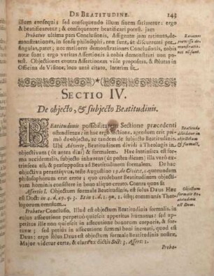 Sectio IV. De objecto, & subjecto Beatitudinis.