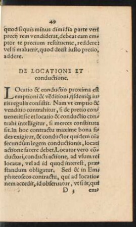 De Locatione Et conductione.