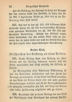 Dritter Titel. Versprechen der Leistung an einen Dritten