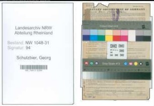 Entnazifizierung Georg Schutzbier , geb. 12.04.1895 (Gastwirt)