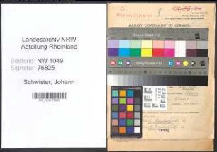 Entnazifizierung Johann Schwister , geb. 21.04.1899 (Sekretaer)