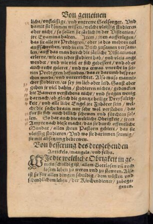 Von besserung des dreyzehenden Artickels/ mangels/ und felhs.