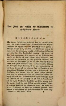 Beiträge zur vergleichenden Physiologie. 1, Zur vergleichenden Physiologie des Blutes