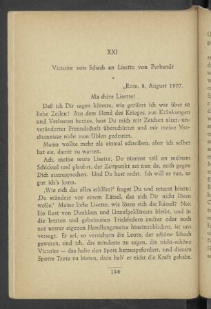 XXI Victoire von Schach an Lisette von Perbandt