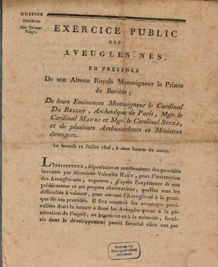 Exercice public des aveugles-nés
