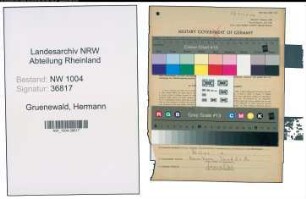 Entnazifizierung Hermann Gruenewald , geb. 13.11.1920 (Kaufmann)