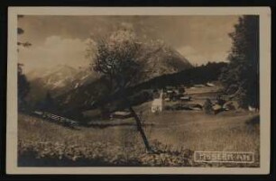Ansichtskarte von Paula Schmidl u.a. an Hofmannsthal mit Landschaftsansicht aus Mösern