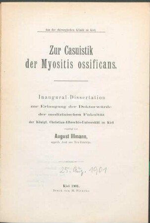 Zur Casuistik der Myositis ossificans