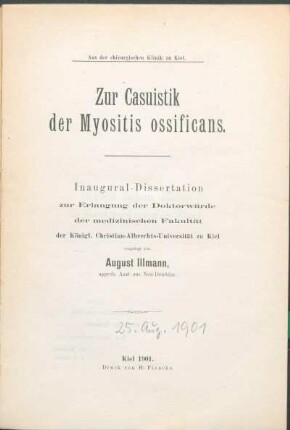 Zur Casuistik der Myositis ossificans